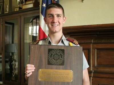 Fishburne Military School Cadet Logan Amico (Pittsgrove, NJ) was honored with the Staunton (VA) Rotary Club Ethics Award