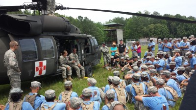 Cadets at JCLC are treated to a briefing and demonstration from a Medevac Helicopter Team