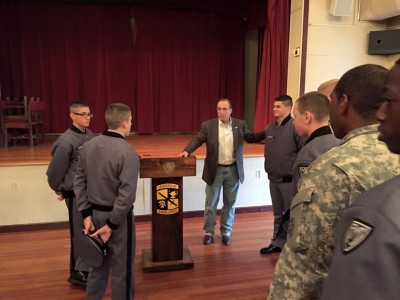 Agent Palermo discusses FBI careers with Fishburne Military School (VA) Cadet