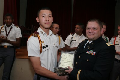 Fishburne Military School Cadet Min Chang Kang (Seoul, Korea) is the Fall recipient of the James G. Hogg Award