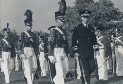 1940 FMS Battalion Commander HUME & GEN MARSHALL review Corps at Fishburne Military School (Waynesboro, VA) 