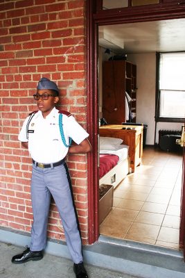 Cadet at Fishburne Military School stands Room Inspection during the Waynesboro, VA school's Parents Winter Weekend