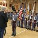 Cadet Major Luciano Dolfi (Fishburne Military School, Waynesboro, VA) receives Gen. Douglas MacArthur Leadership Award