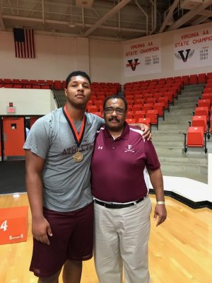 Fishburne Military School Wrestling Coach Terry Waters and FMS Heavyweight Silvio Dionisotti